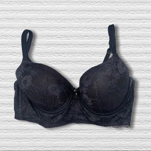 Victorias Secret Black Long Line Lace Bra Size34DD